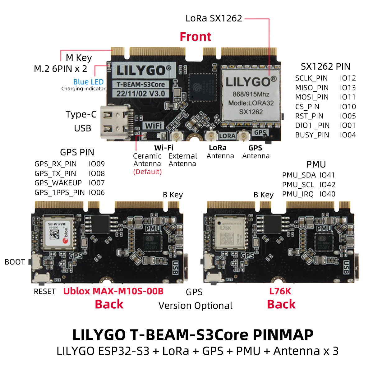 Esp32 Development Board - Placa de desarrollo LILYGO T-BEAM-CORE V3.0